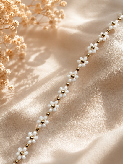 Bracelet fleur blanche