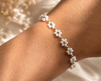 Bracelet fleur blanche