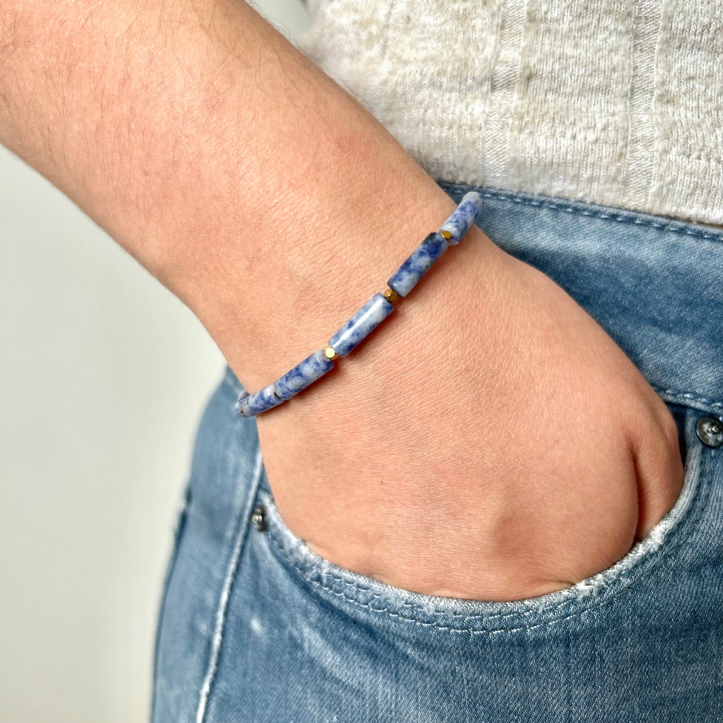 Bracelet Élastique en Perles Cylindriques