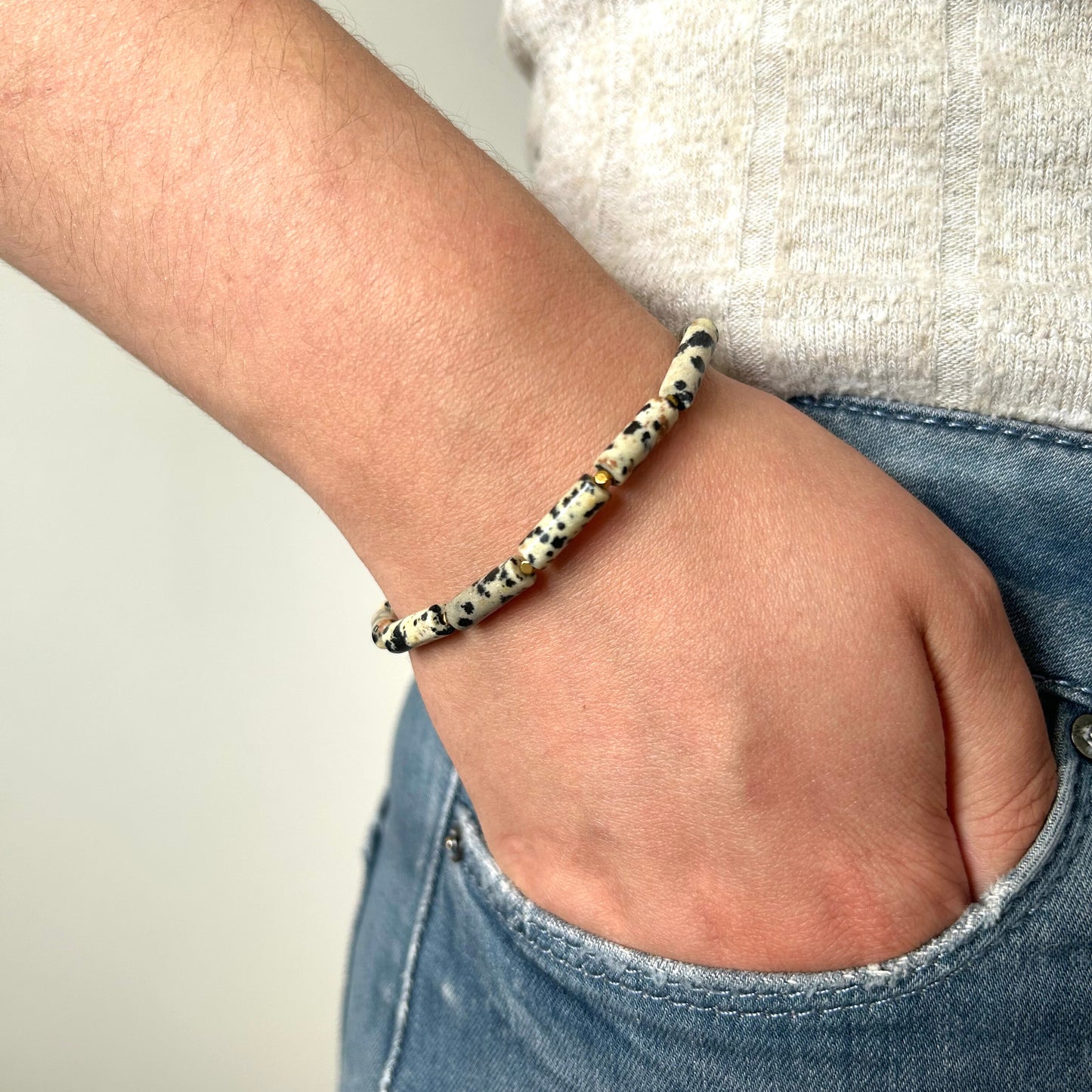 Bracelet Élastique en Perles Cylindriques